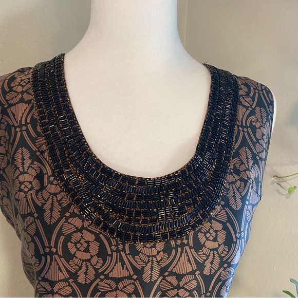 Anthropologie‎ Future Paradise Dress Silk Size 4  Black/brown Formal Elegant - Picture 2 of 9